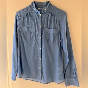 Banana Republic sheer blue tab collar blouse